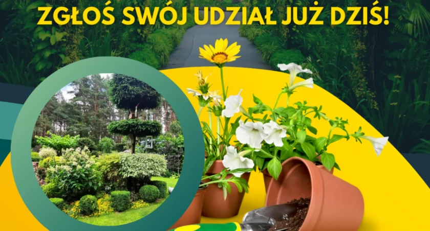 Grafika promująca XXVI edycję konkursu „Najpiękniejszy Ogród w Powiecie Bydgoskim”, przygotowana przez Starostwo Powiatowe w Bydgoszczy.