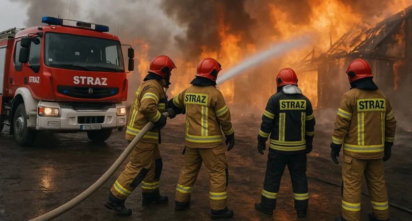 Strażacy w trakcie akcji gaśniczej
