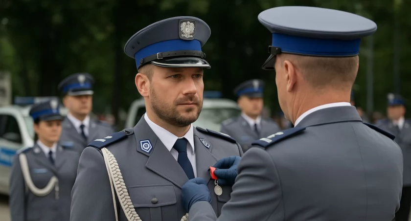 Policjant odbiera order - zdjęcie ilustracyjne