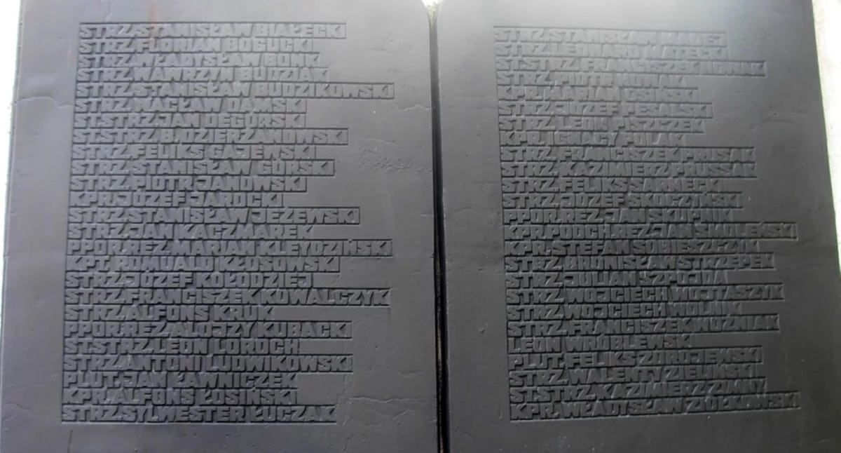 Tablica upamiętniająca żołnierzy Bydgoskiego Batalionu Obrony Narodowej zamordowanych w Boryszewie. Cmentarz Bohaterów Bydgoszczy. Fot. Pit1233 / Wikimedia Commons, domena publiczna.