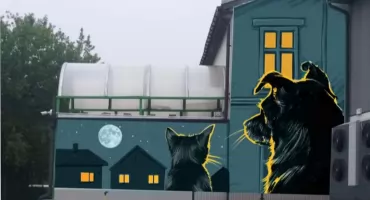 Mural na elewacji schroniska w Bydgoszczy. Wygrał Julian Nowicki